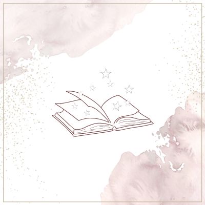Ein offenes Buch, aus welchem Sterne fliegen als Symbol für die Märchen, die ich als Erzählerin erzähle.